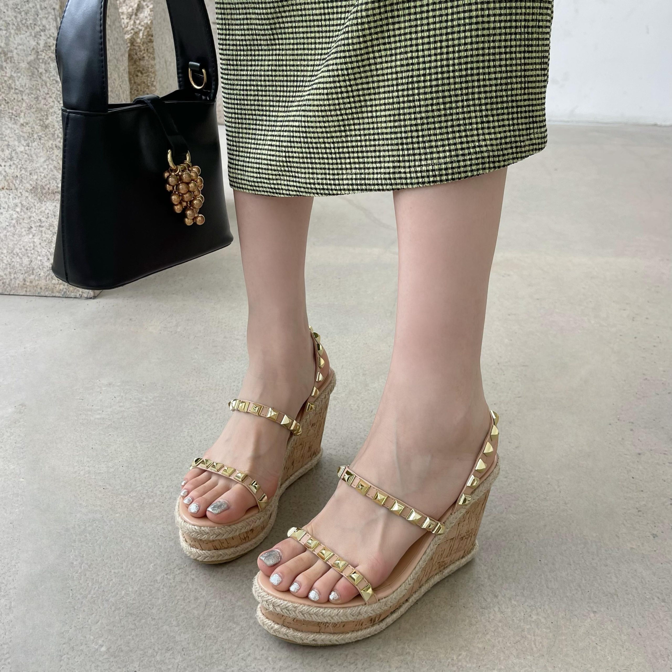 2025 New Summer Fairy Style Thick Sole One-Strap Roman Wedge Sandals for Women 10.5cm - Style d88061