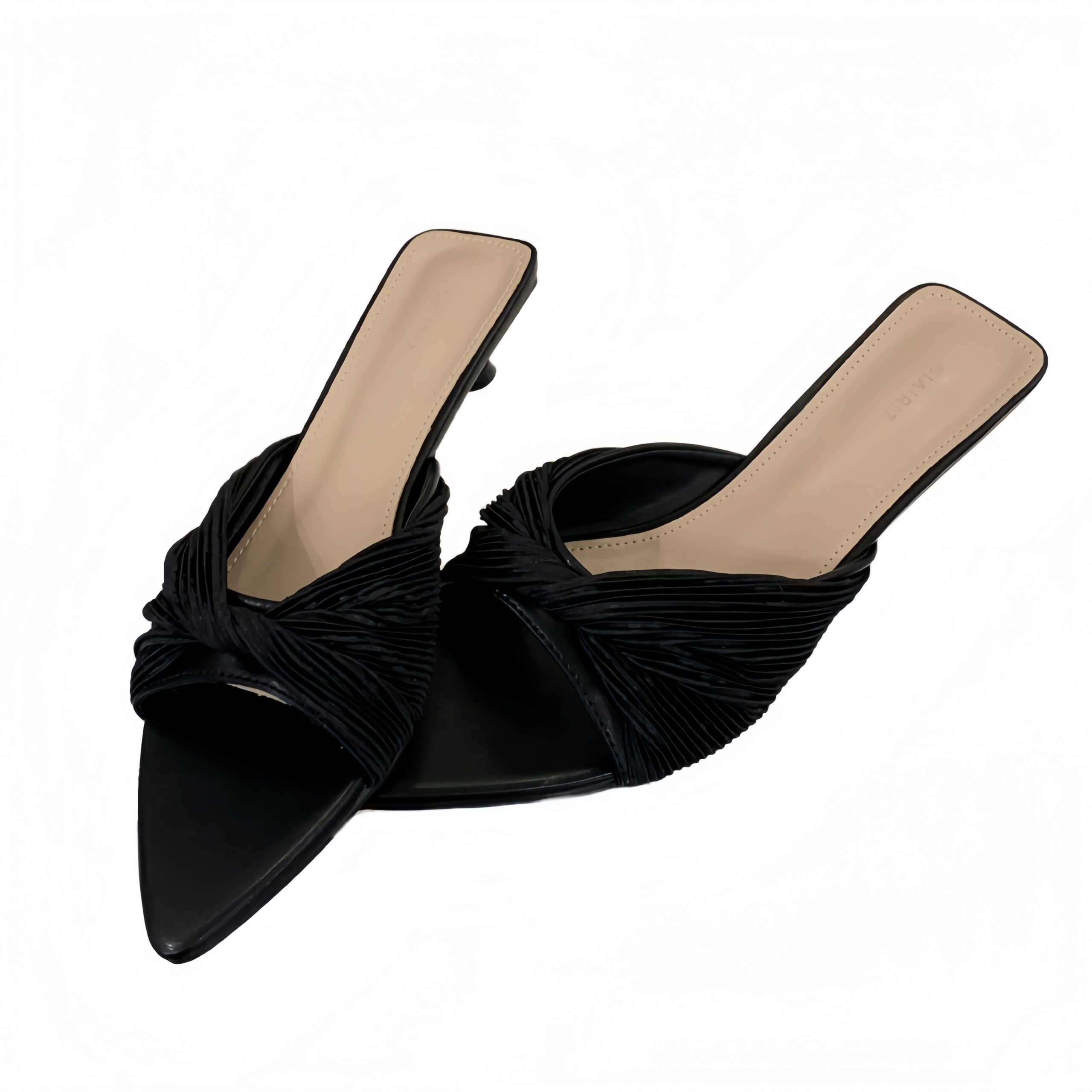 diairiz-womens-french-design-pointed-toe-open-toe-pleated-slippers-with-kitten-heel-cream-apricot-low-heel-elegant_4 DIAIRIZ Women's French Design Pointed Toe Open Toe Pleated Slippers with Kitten Heel Cream Apricot Low Heel Elegant