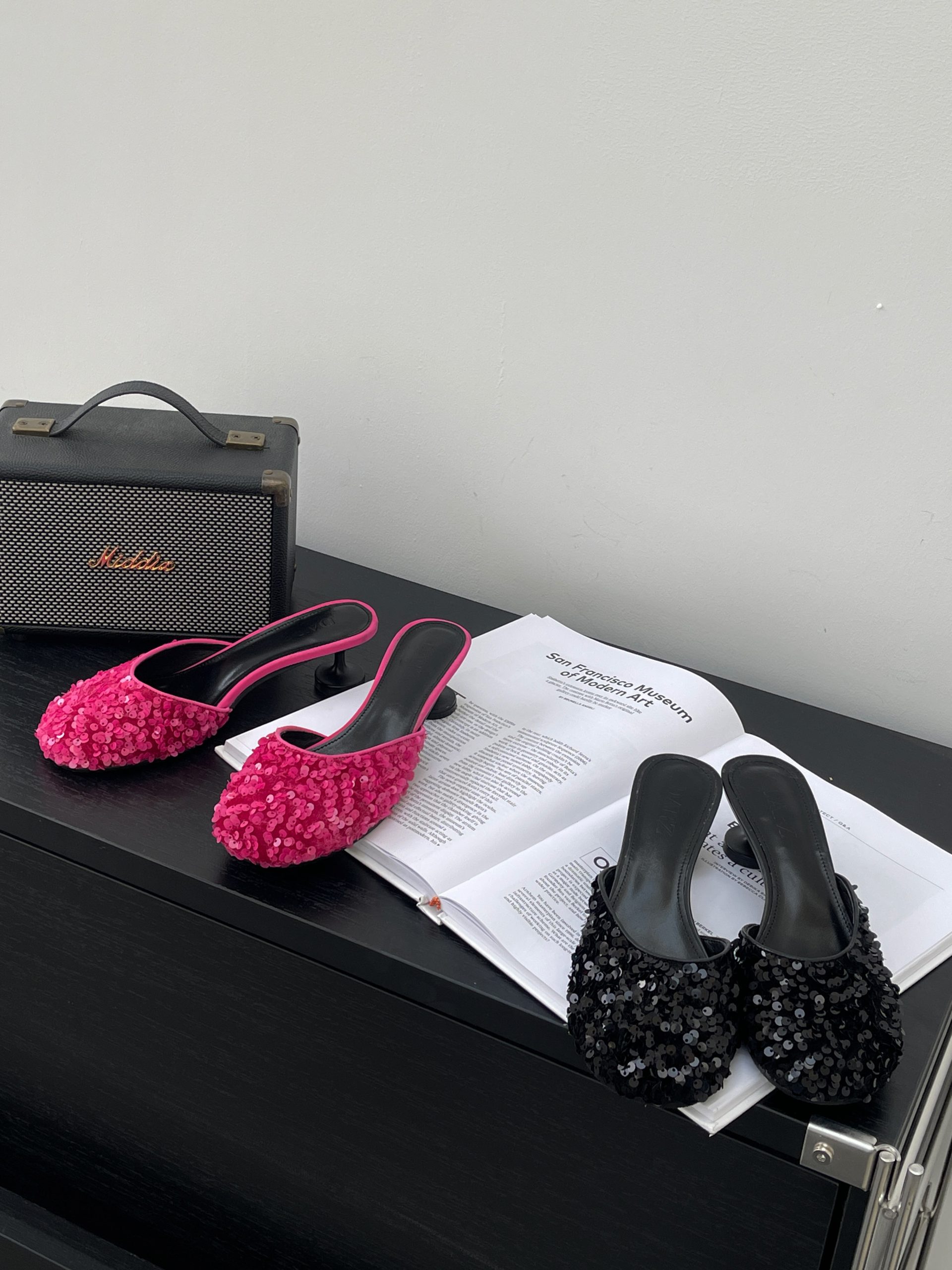 diairiz-womens-sequin-peep-toe-slippers-with-kitten-heel-pink-black-summer-2025_3 DIAIRIZ Women's Sequin Peep-Toe Slippers with Kitten Heel, Pink, Black, Summer 2025