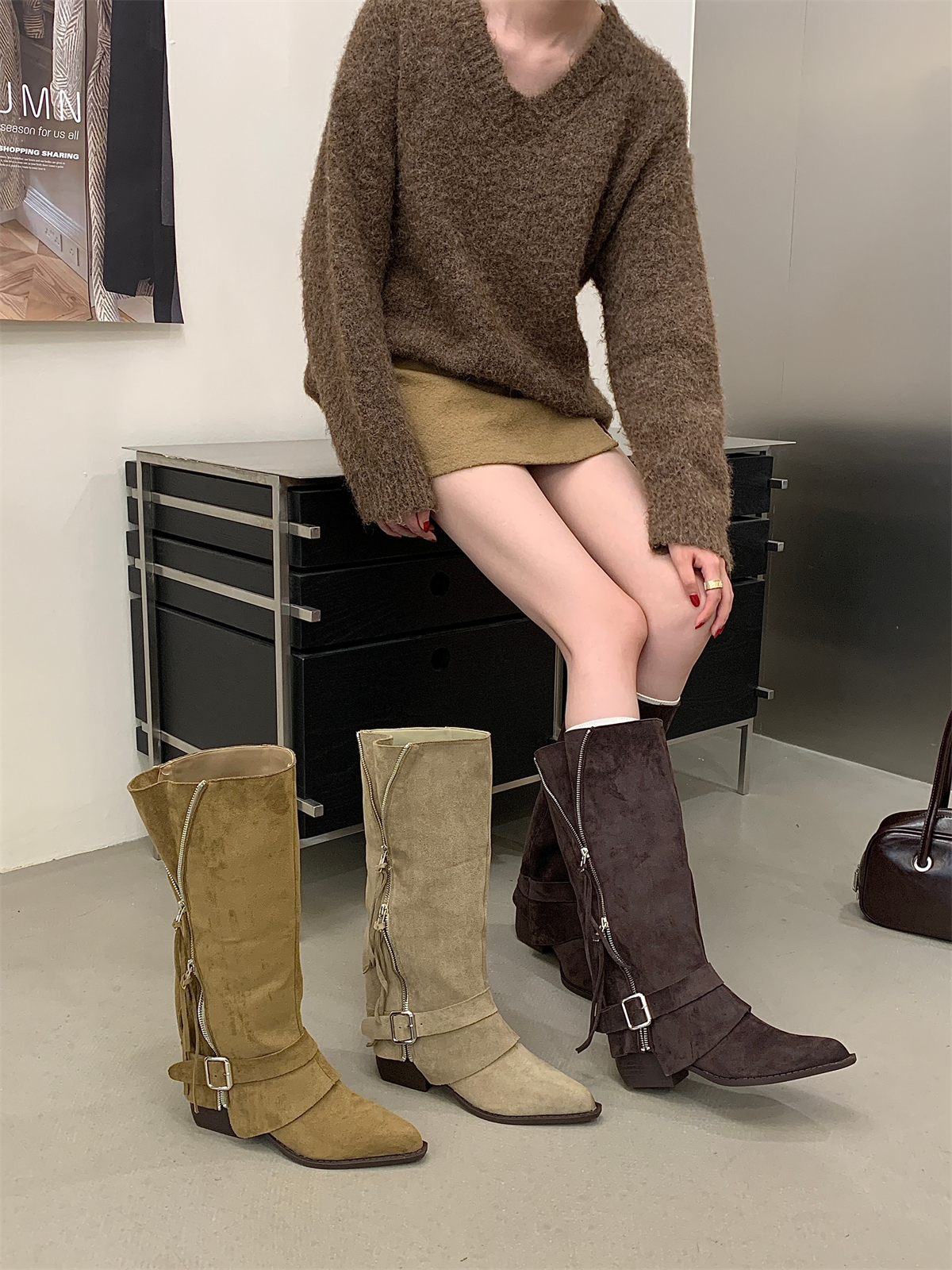 high-boots-american-western-cowboy-boots-women-2025-autumn-winter-new-chunky-heel-tube-boots-retro-pointed-toe-knight-boots High Boots American Western Cowboy Boots Women 2025 Autumn Winter New Chunky Heel Tube Boots Retro Pointed Toe Knight Boots