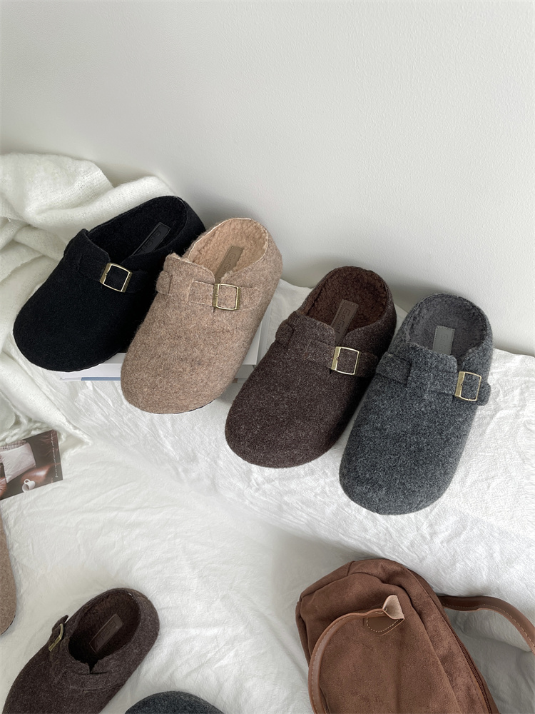 new-french-style-platform-grey-furry-slippers-womens-mules New French Style Platform Grey Furry Slippers Women's Mules