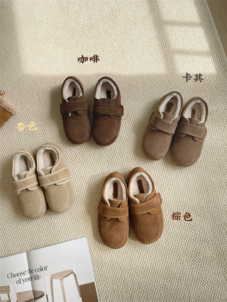 New Style Women's Velcro Fashion Loafer with Faux Suede and Fleece Lining