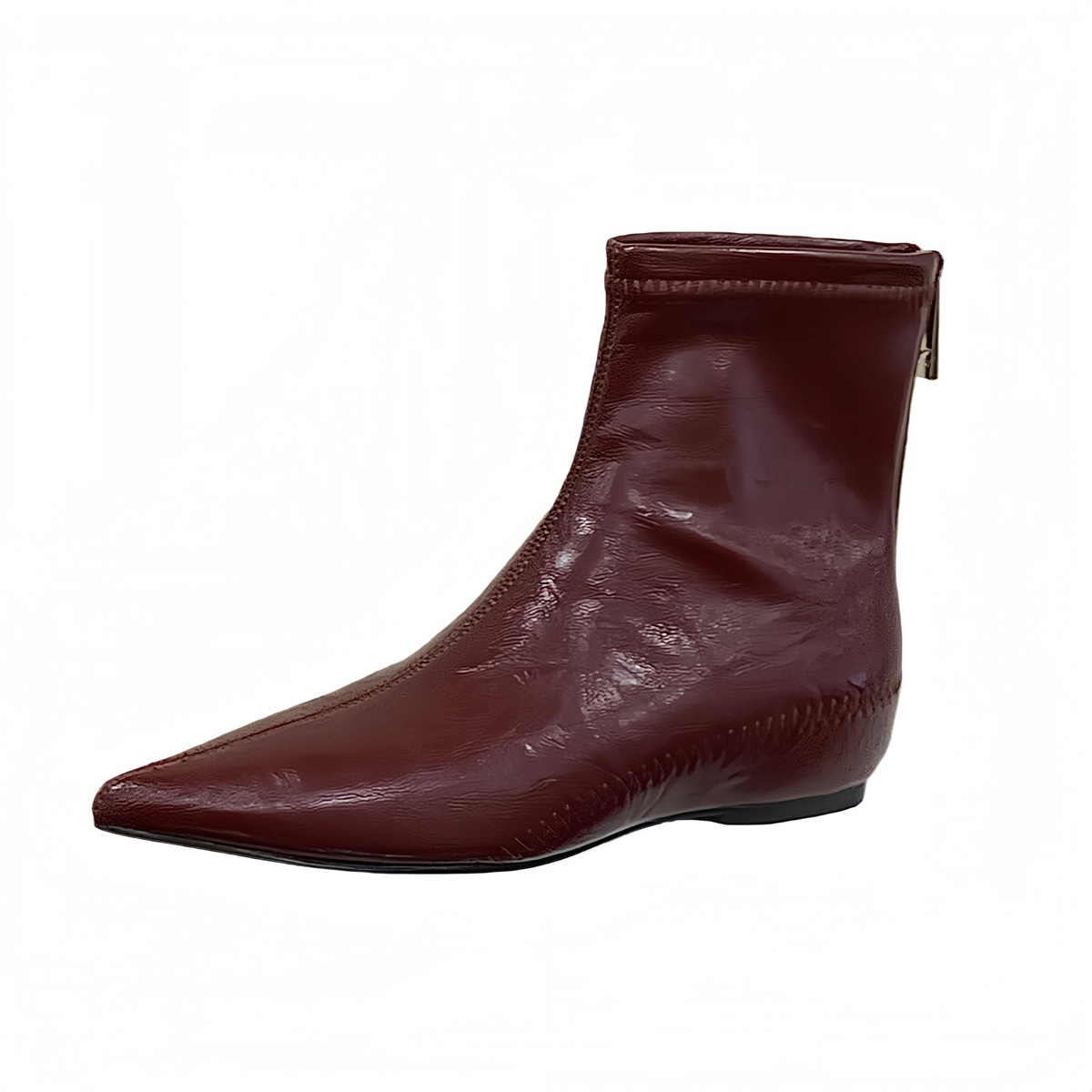New Winter Fleece Lined Chelsea Boots for Women, Hidden Heel, Slim Fit, Patent Leather Ankle Boots