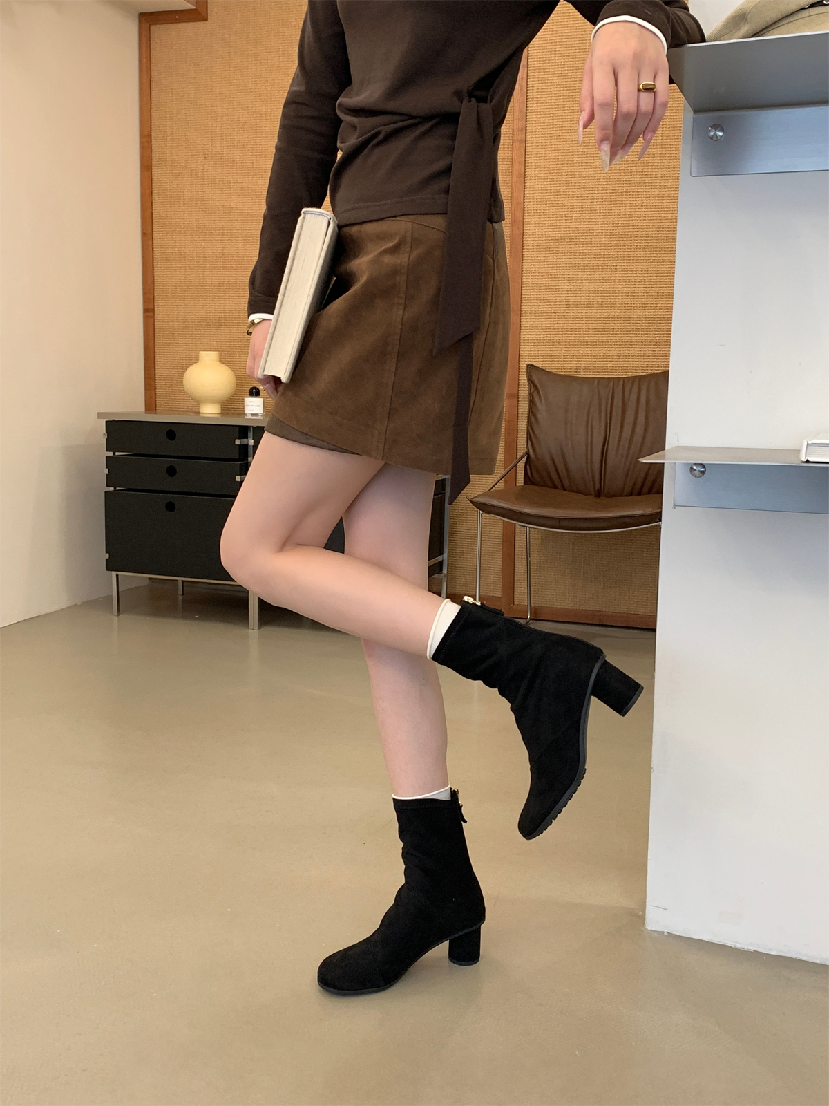 Western Cowboy Boots Short Boots Women 2026 New Autumn Thick Sole British Brown Martin Boots