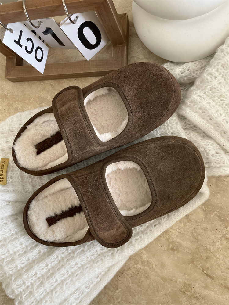 Women's Fleece Lined Clog Slippers Winter 2024 Suede Leather Loafers